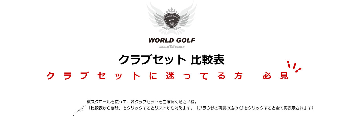 クラブセット比較表 タイトル