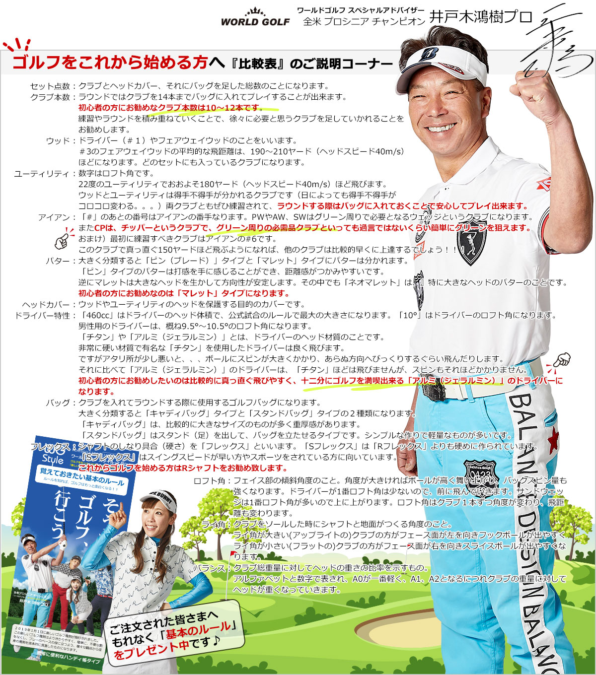 クラブセット比較表の説明