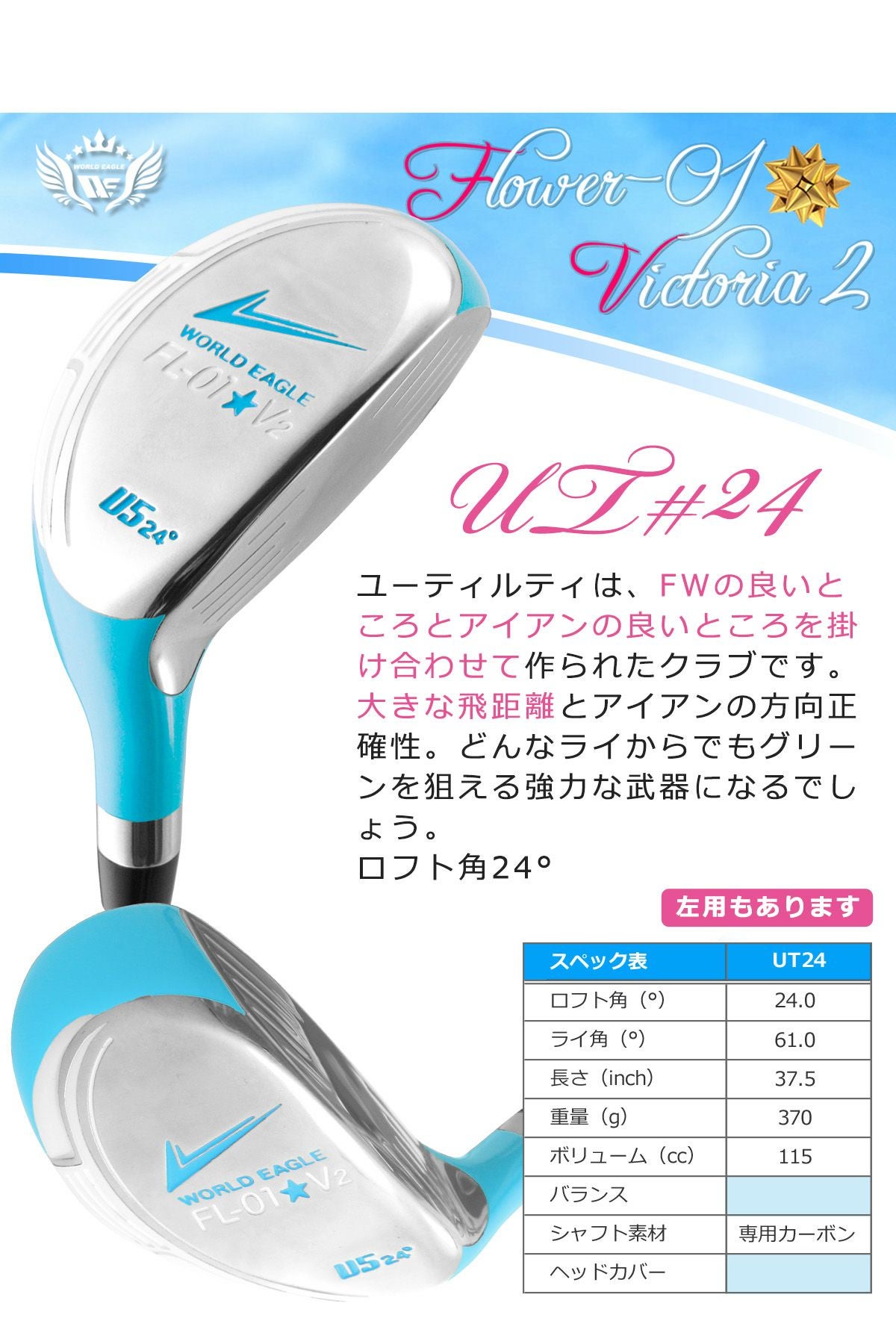 ワールドイーグル FL-01☆V2 アクアブルー レディース 12点（10本