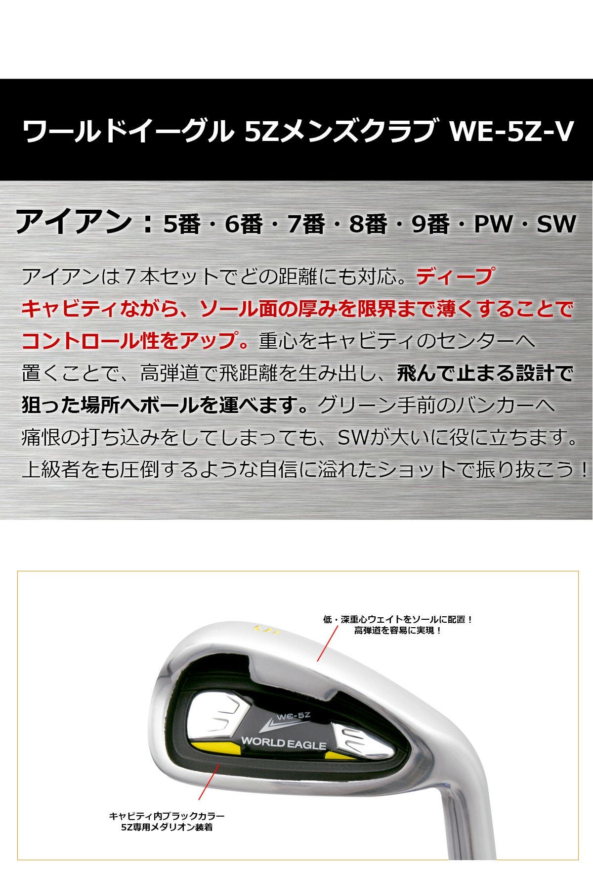 ワールドイーグル 5Z メンズ ゴルフ クラブ フルセット  ※バッグ付　右用　WE-5Z-BK-R-CBX005 ワールドイーグル WE-5Z ブラック メンズ 14点（11本）クラブセット