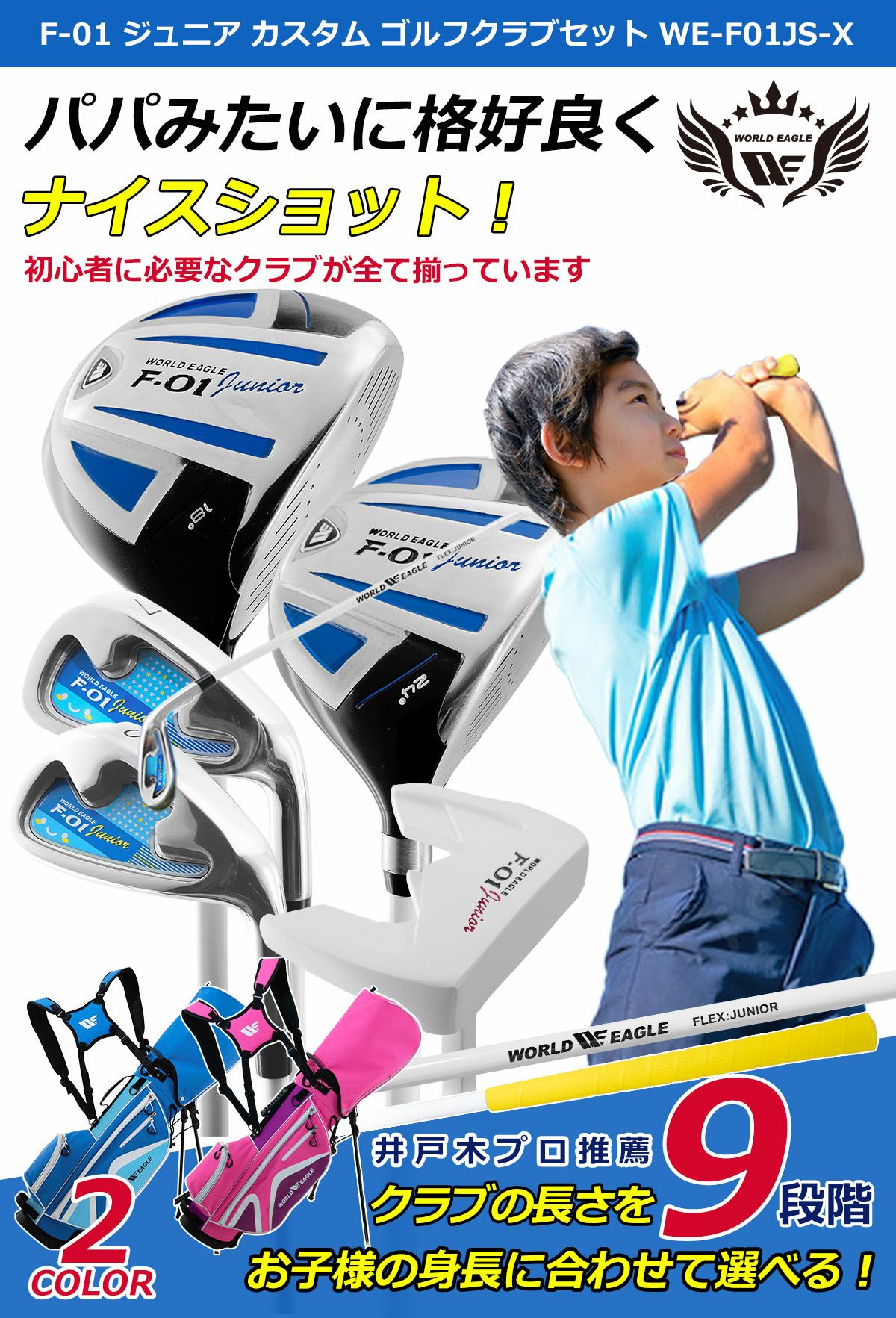 ワールドイーグル ジュニア カスタム ゴルフクラブ5本セット WE-JA5GS