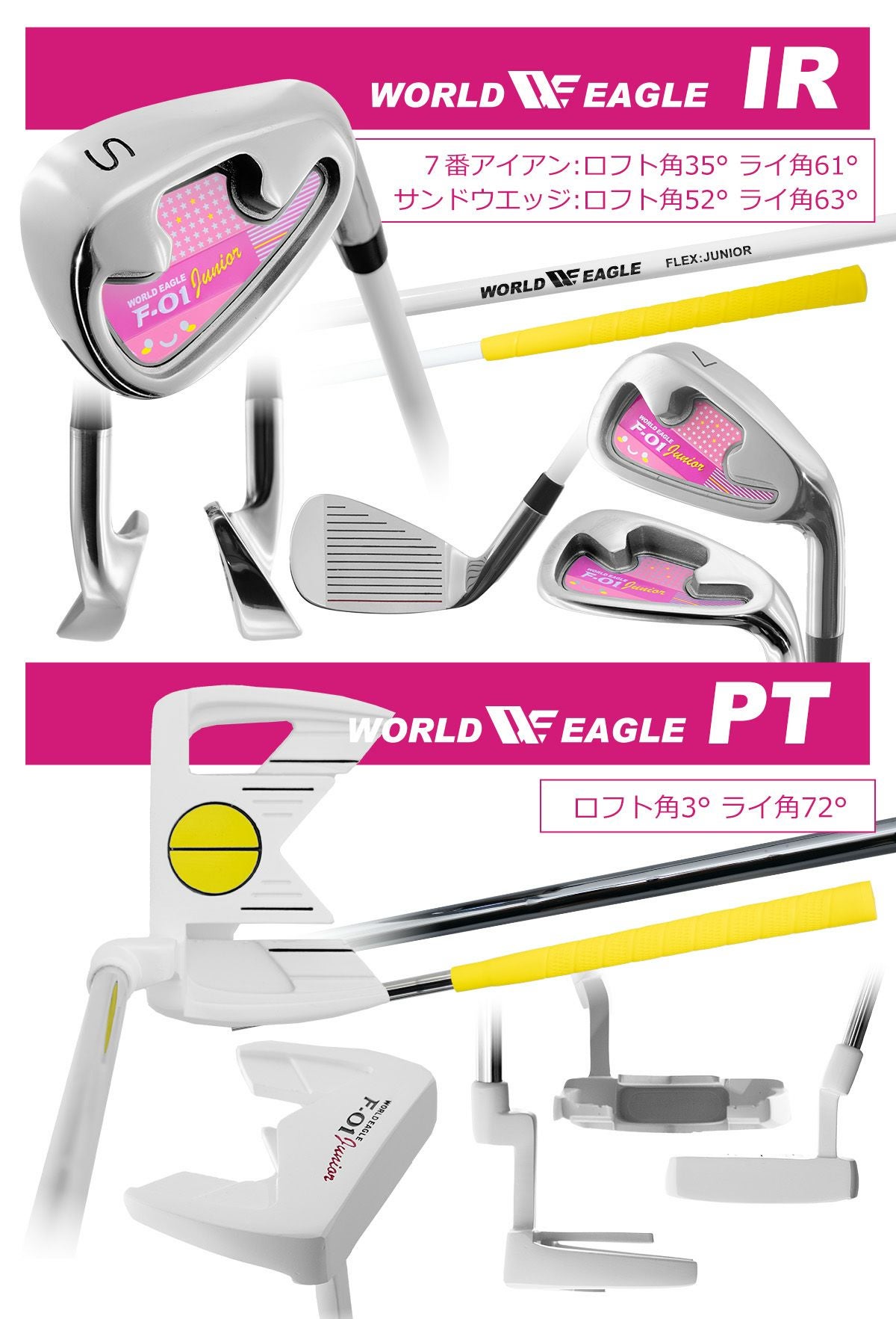 ワールドイーグル ジュニア カスタム ゴルフクラブ5本セット WE-JA5GS