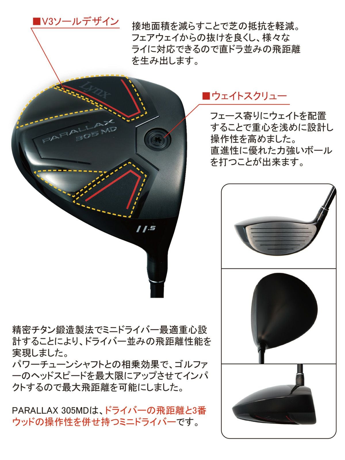 PARALLAX 305 MD ドライバー ヘッドカバー付き11.5°(SR) PARALLAX