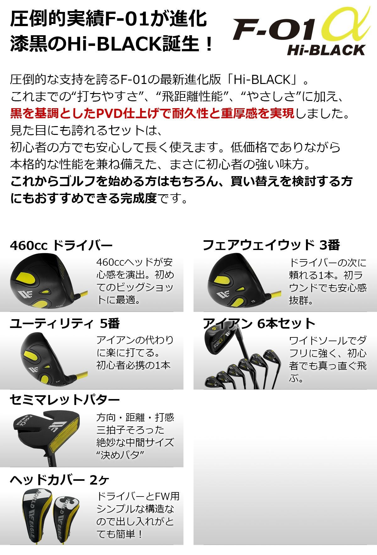 ワールドイーグル F-01 ハイブラック メンズ 12点 クラブセット WE F